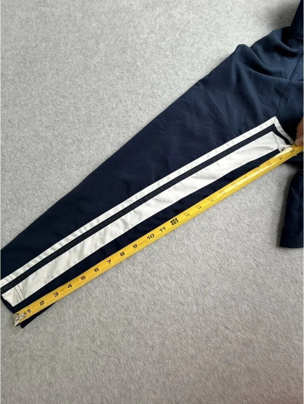 Nike Womens Athletic Jacket Navy Blue White Striped Full Zip Polyester Mock Neck